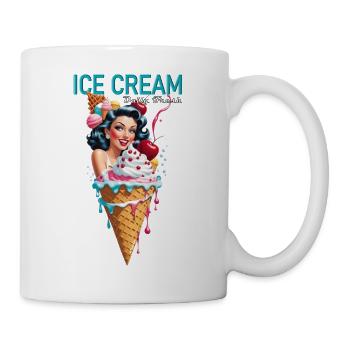 Retro Pinup Eiscreme Neonkunst - Tasse - Weiß - Rechts