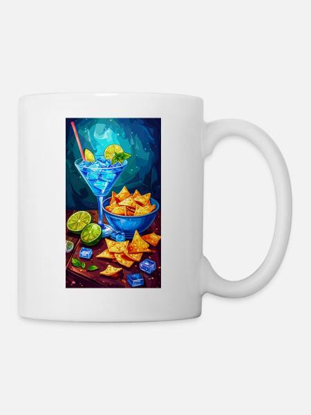 Blaue Cocktails und Sommernachos - Tasse - Weiß