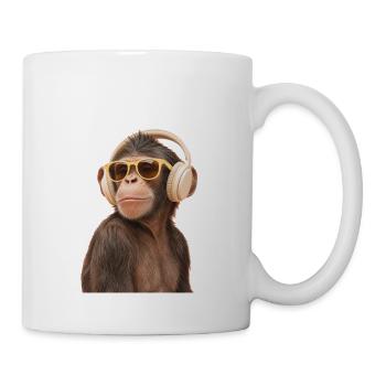 Singe cool avec un casque - Mug blanc - blanc - Droite