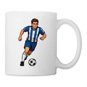 Football bleu et blanc - Mug blanc - blanc - Droite