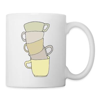 Pile de tasses à café pastel - Mug blanc - blanc - Droite