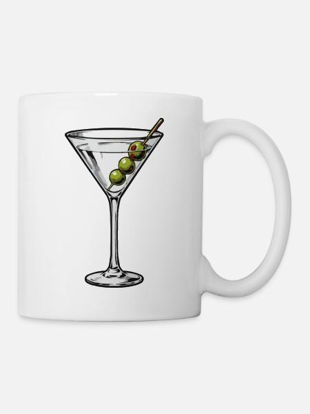 Klassischer Martini Oliven Grafik - Tasse - Weiß