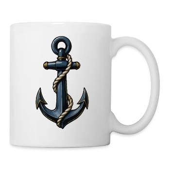 Maritimes Anker-Tau Motiv - Tasse - Weiß - Rechts