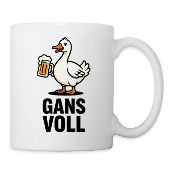 Biertrinkende Ente Cartoon - Tasse - Weiß - Rechts