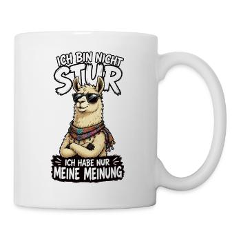 Nicht Stur Lama Meinung Shirt - Tasse - Weiß - Rechts