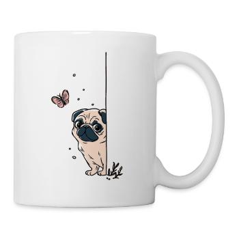Pug with butterfly - Mug - white - Right