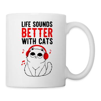 Chat mignon avec un casque amateur de musique - Mug blanc - blanc - Droite