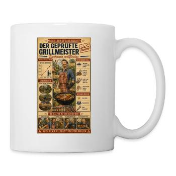 Der geprüfte Grillmeister, die Kohle glüht - Tasse - Weiß - Rechts