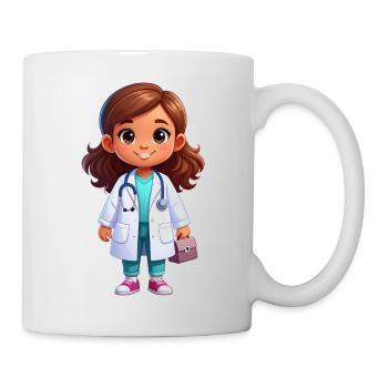 Kleine Ärztin mit Stethoskop & Kittel – Medizin - Tasse - Weiß - Rechts
