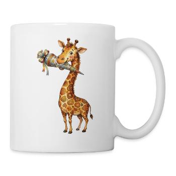 Cute Giraffe for Back to School with School Cone - Mug - white - Right