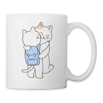 Cute Hugging Cats Back to School - Tasse - Weiß - Rechts