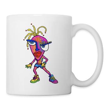 Portrait de dessin animé néon sauvage - Mug blanc - blanc - Droite