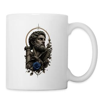 Tattoo Kunst mit blauer Rose - Tasse - Weiß - Rechts