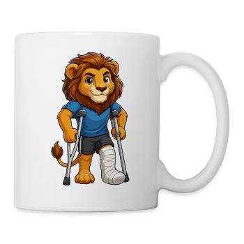 Löwenheld mit Krücken - Tasse - Weiß - Rechts