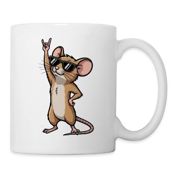 Coole Maus Ratte Rock Musiker Comic - Tasse - Weiß - Rechts