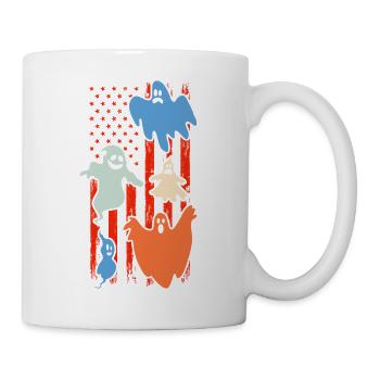 Fantôme d’Halloween Halloween Drapeau des États-Unis Fantôme d’Halloween - Mug blanc - blanc - Droite