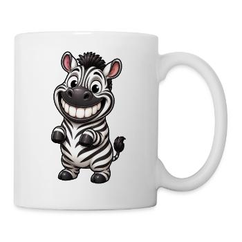 Lustiges Grinsen Zebra Comic Cartoon - Tasse - Weiß - Rechts