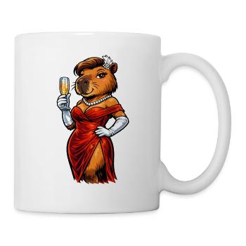 Elegant capybara lady with sparkling wine - Mug - white - Right