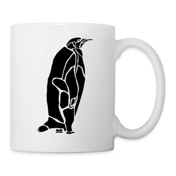 Black Graphic Penguin – Geometrisches Porträt - Tasse - Weiß - Rechts