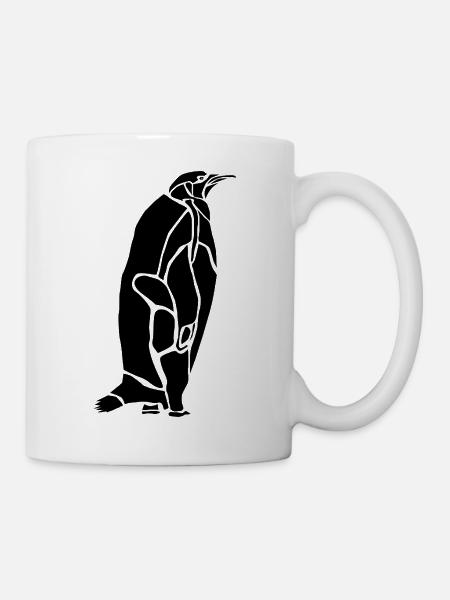 Black Graphic Penguin – Geometrisches Porträt - Tasse - Weiß