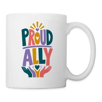 Proud Ally LGBTQ Rainbow Pride Fan CSD Outfit - Mug - white - Right