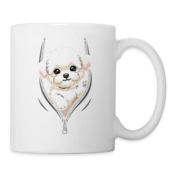 Bichon Fris schaut durch Reissverschluss - Tasse - Weiß - Rechts