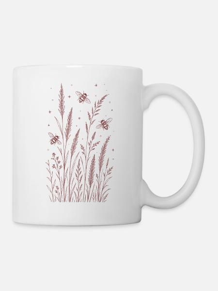 Bienen und Blumen - Tasse - Weiß