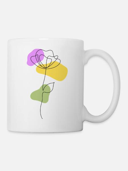 Lineart Blume mit Pastellformen - Tasse - Weiß