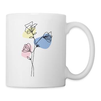 Fleurs délicates au trait avec pastel - Mug blanc - blanc - Droite