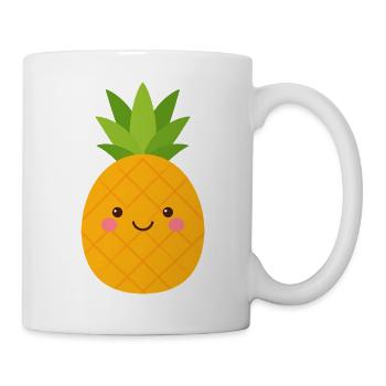 Kawaii Pineapple – Sweet Fruit with Face - Mug - white - Right