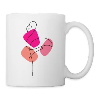 Lineart Flamingo with color background - Mug - white - Right