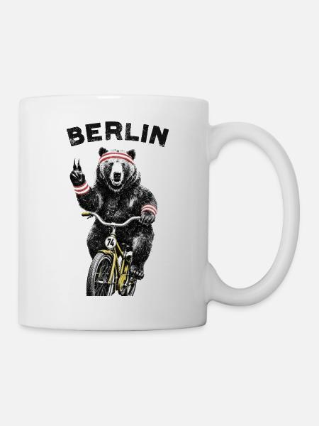 Berlin Bär auf Fahrrad - Tasse - Weiß