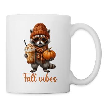 Ambiance d’automne Raton laveur avec citrouille et café - Mug blanc - blanc - Droite