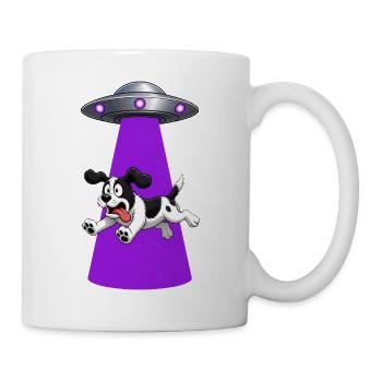 Chien enlevé par un rayon violet d’OVNI - Mug blanc - blanc - Droite