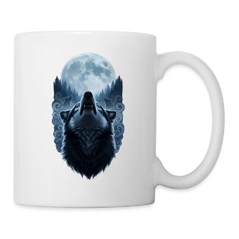 Celtic Wolves Vollmond-Design. - Tasse - Weiß - Rechts