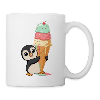 Pinguin Mit Eistüte Sommerliebe Eisfan - Tasse - Weiß - Rechts