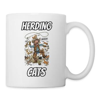 Herding Cats – Lustige, wörtliche Idiom-Zeichentrickserie - Tasse - Weiß - Rechts