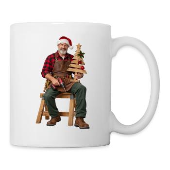 Rustikaler Weihnachtsbauer Holzbaum - Tasse - Weiß - Rechts