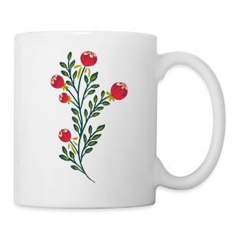 Granatapfelzweig Florales Muster - Tasse - Weiß - Rechts