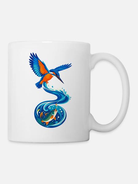 Eisvogel Wellenwurf - Tasse - Weiß