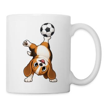 Beagle Fußball Handstand Ball Balance Cartoon - Tasse - Weiß - Rechts