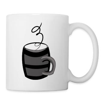 Kaffee Becher SchwarzWeiss Illustration - Tasse - Weiß - Rechts