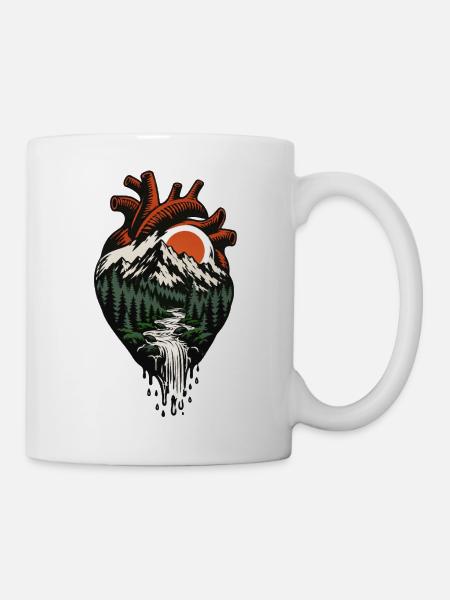 Heart Mountains Forest River Natur-Abenteuerlager - Tasse - Weiß