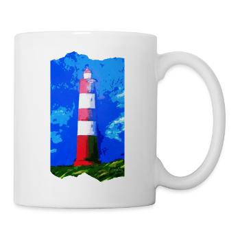 Leuchtturm Nordsee Kunstmotiv Jörg Langhans - Tasse - Weiß - Rechts