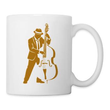 Retro Jazz Upright Bassist Silhouette - Tasse - Weiß - Rechts
