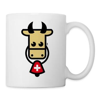 Schweizer Kuh Mit Glocke (Schweiz / Fahne / 3C) - Tasse - Weiß - Rechts
