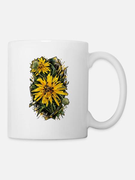 Sonnenblumen Prisma Blütenkunst - Tasse - Weiß
