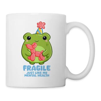 Achtung zerbrechlich Frosch mit Partyhut - Tasse - Weiß - Rechts