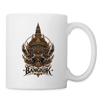 Bangkok Dämonenmaske Goldrelief - Tasse - Weiß - Rechts
