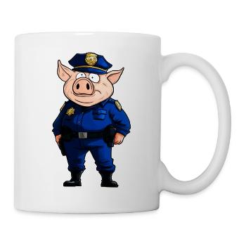 Schweine Polizei / Polizistin Schwein - Tasse - Weiß - Rechts